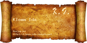 Klemm Ida névjegykártya